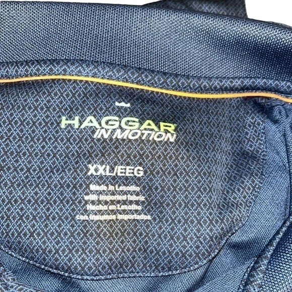 Haggar In Motion Mens XXL Blue Geometric Diamond Print Performance Polo #320 - Picture 4 of 7